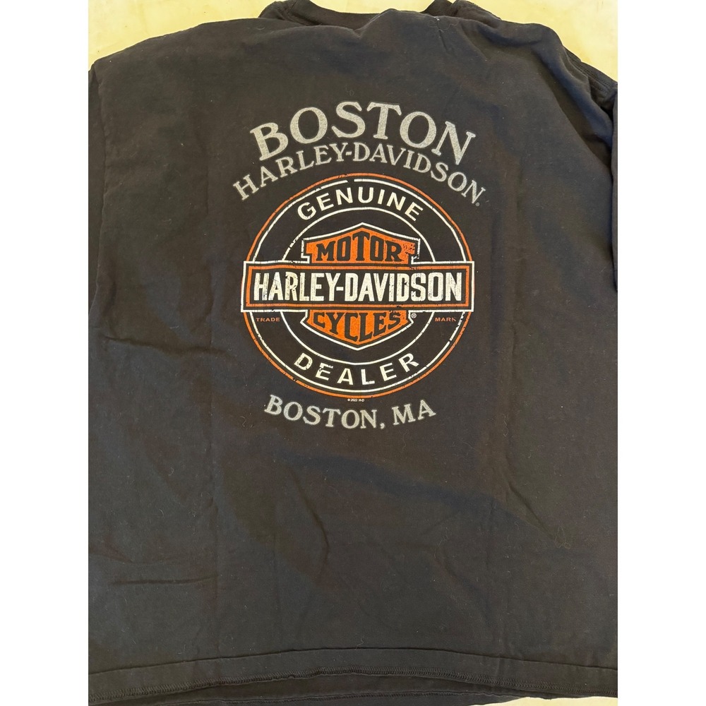 Harley-Davidson Boston MA Graphic Long Sleeve T-Shirt Mens XL Black Live Free